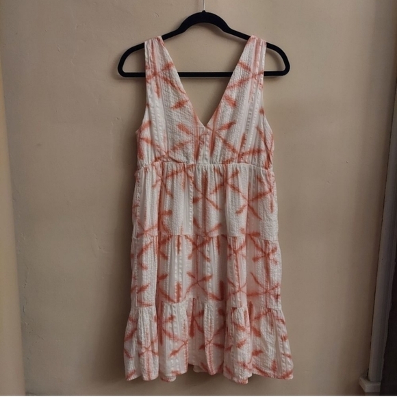 LOFT Star Tie Dye Tiered Double V Swing Dress sz S - Picture 12 of 13